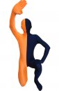 Zentai bicolore orange et marine élasthanne lycra déguisement seconde peau