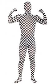 Zentai à damier morph suits noir blanc déguisement seconde peau