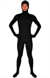 Noir ouverture visage coton lycra zentai