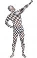 Zentai à damier morph suits noir blanc déguisement seconde peau