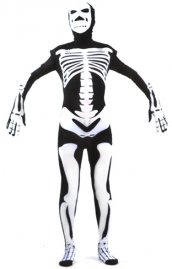 Squelette imprimé déguisement noir blanc élasthanne seconde peau