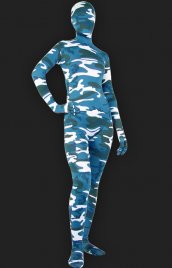 Camouflage unisexe lycra élasthanne combi intégrale seconde peau(bleu)