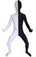 Zentai bicolore noir et blanc élasthanne lycra déguisement seconde peau