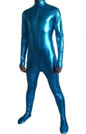 Bleu brillant effet métallique catsuit (Sans la cagoule ni les gants)