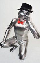 Argent spandex zentai nouveau matière avec des lunettes de spiderman Argent spandex zentai nouveau matière avec des lunettes de spiderman