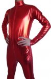 Rouge déguisement brillant effet métallique catsuit (Sans la cagoule ni les gants)