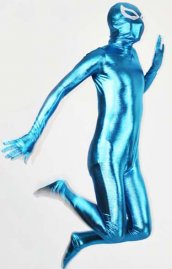 Bleu brillant zentai avec des lunettes de spiderman