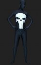 Costume punisher noir blanc crane motif lycra élasthanne unisexe déguisement seconde peau