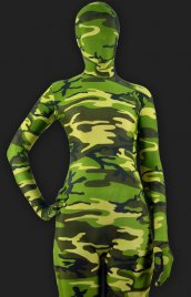 Camouflage vert élasthanne lycra combi intégrale unisexe seconde peau