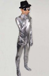 Déguisement brillant argent zentai petit motif sans cagoule